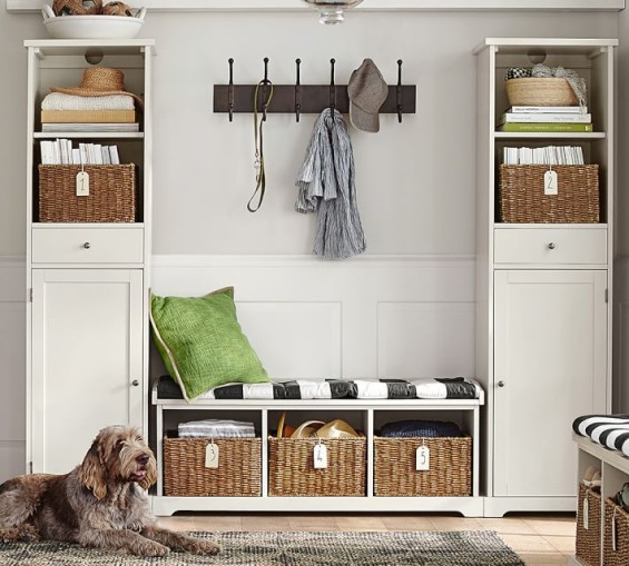 Pottery Barn SAMANTHA 3-PIECE BENCH & STORAGE TOWER ENTRYWAY SET