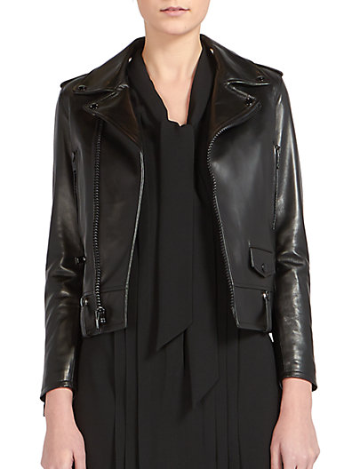 Saint Laurent Leather Moto Jacket in Black leather moto jackets for winter and spring 2016