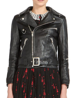 Saint Laurent New Leather Moto Jacket in Nero