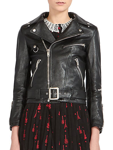 Saint Laurent New Leather Moto Jacket in Nero