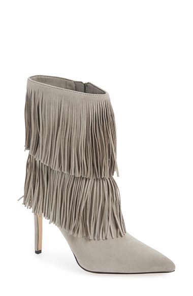 Sam Edelman 'Belinda' Fringed Suede Pointy Toe Boot (Women) in Wintery Sky