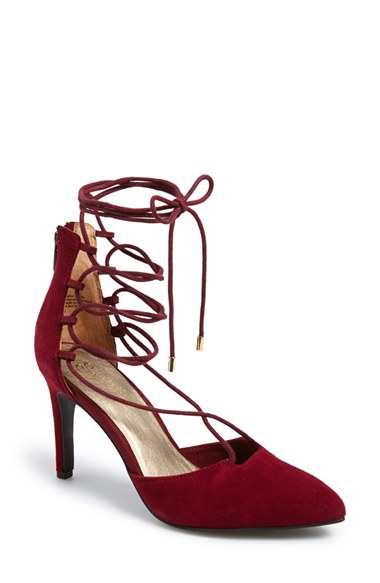 Seychelles 'Bauble' Lace-Up Pump (Women) in Burgundy Suede