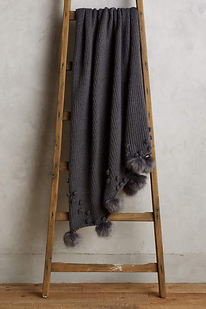 Snow Dusting Throw in Dark Grey. Anthropologie