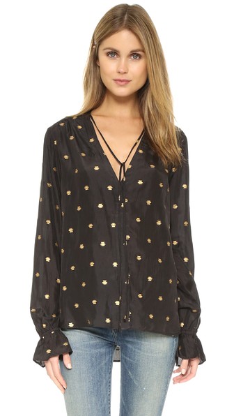 St. Roche Catherine Blouse in Black with Gold