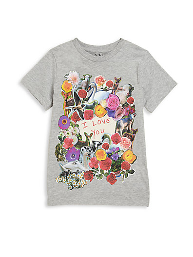 Stella McCartney Kids Toddler's, Little Girl's & Girl's Arlo Floral I Love You Tee in Grey-Multi