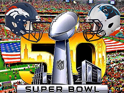 Super Bowl 50 "Denver Broncos VS Carolina Panthers" Football Party 1/4 Sheet Cake Topper.