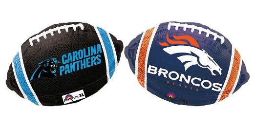 Super Bowl 50 Carolina Panthers vs Denver Broncos Football Shaped Mylar Balloon 2pk