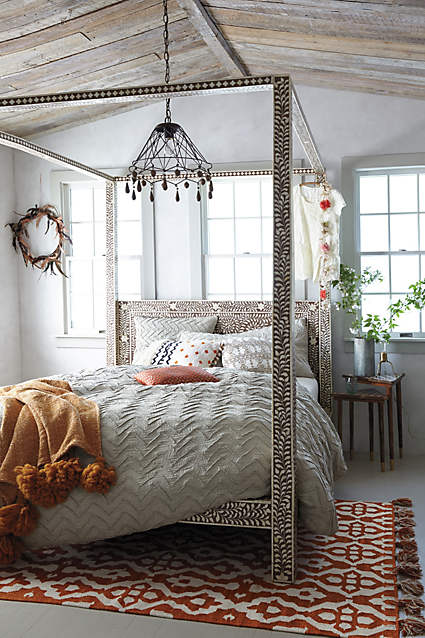 Textured Chevron Duvet in Light Grey. Anthropologie