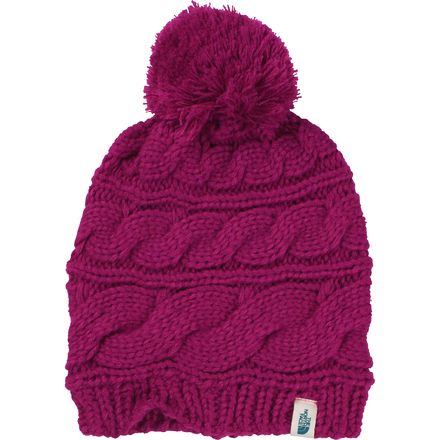 The North Face Triple Cable Pom Beanie in Dramatic Plum
