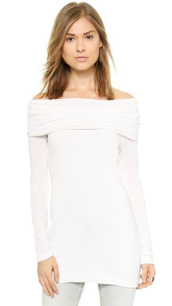 Three Dots Off Shoulder Top in Gardenia