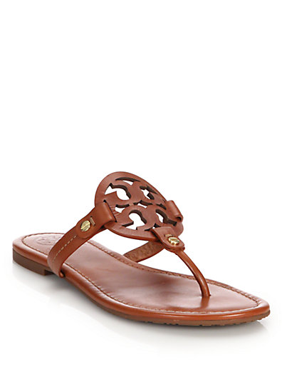 Tory Burch Miller Leather Cut-Out Sandals in Brown. Saks Fifth Avenue