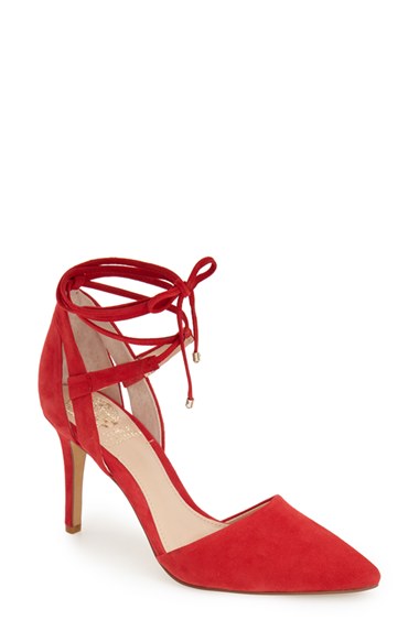 Vince Camuto 'Bellamy' Laced Up Pump (Women) in Flame Suede