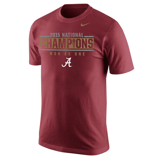 NIKE ALABAMA CRIMSON TIDE CRIMSON COLLEGE FOOTBALL PLAYOFF 2015 NATIONAL CHAMPIONS PODIUM T-SHIRT