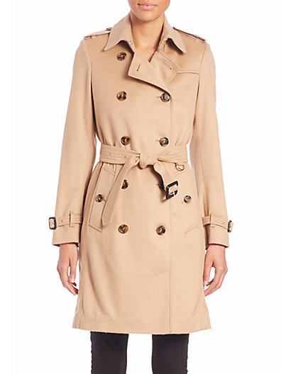 Burberry London Kensington Camel Cashmere Trench Coat