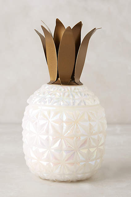 Capri Blue Winter Tropics Pineapple Candle. Color: Pearl