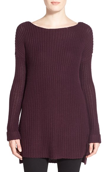 cupcakes and cashmere 'Geoffrey' Rib-Knit Tunic Sweater in Eggplant