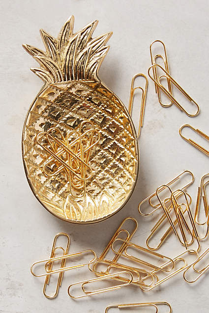 Ananas Pineapple Trinket Dish & Clips Color: Bronze