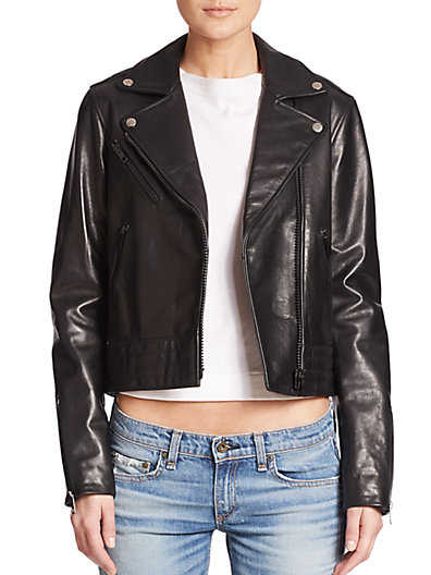 rag & bone/JEAN Chrystie Leather Moto Jacket in Black