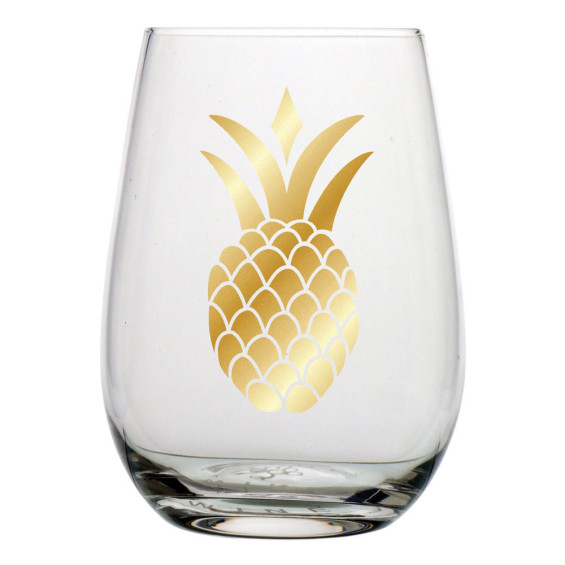STEMLESS GOLD PINEAPPLE WINE GLASSES-SET OF 2