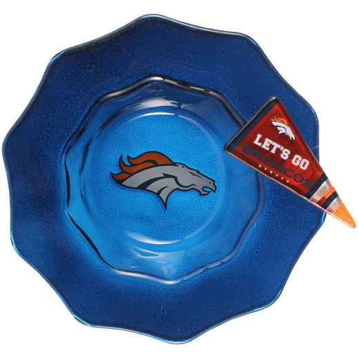 DENVER BRONCOS GLASS DIP BOWL WITH CHARM