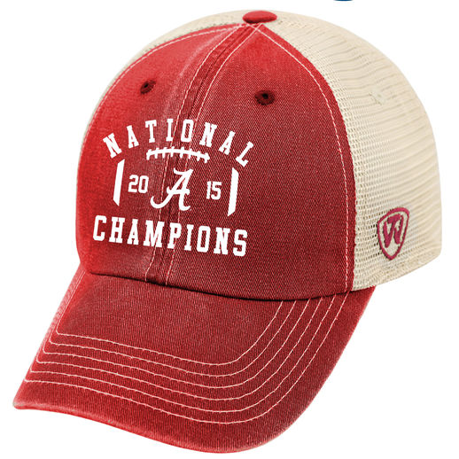 TOP OF THE WORLD ALABAMA CRIMSON TIDE CRIMSON COLLEGE FOOTBALL PLAYOFF 2015 NATIONAL CHAMPIONS TRUCKER ADJUSTABLE HAT