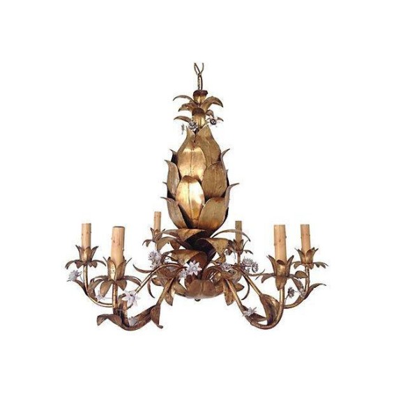 Vintage Italian Gilt Pineapple Chandelier