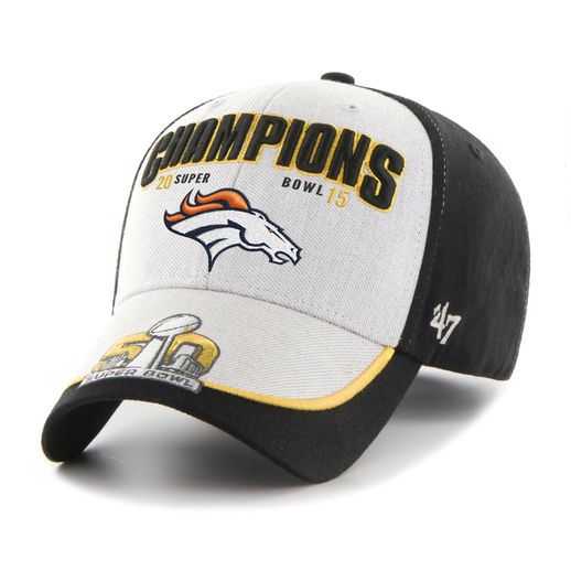 '47 DENVER BRONCOS GRAY/BLACK SUPER BOWL 50 CHAMPIONS GABBRO MVP STRUCTURED ADJUSTABLE HAT