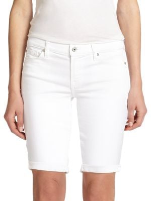 7 For All Mankind Rolled Shorts Clean White Saks Fifth Avenue Denim Sale