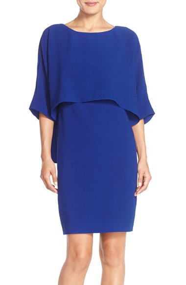 Adrianna Papell Draped Blouson Sheath Dress Iris Blue