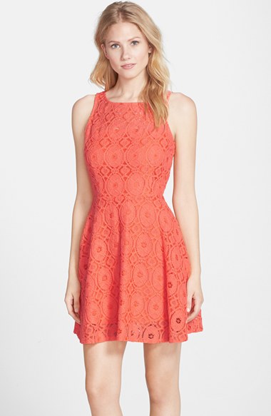 BB Dakota 'Renley' Lace Fit & Flare Dress (Nordstrom Exclusive) Emberglow Nordstrom Winter Clearance Sale