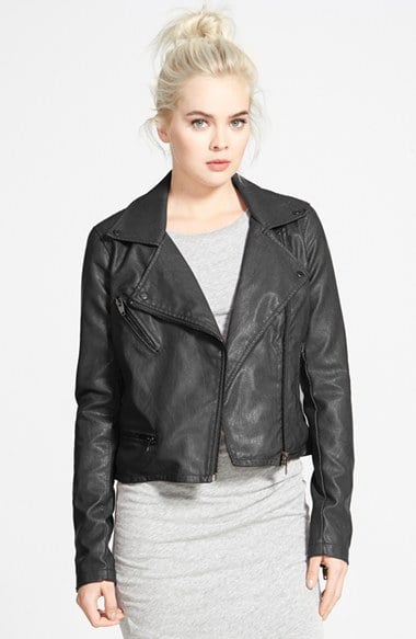 BLANKNYC Quilted Faux Leather Moto Jacket Black