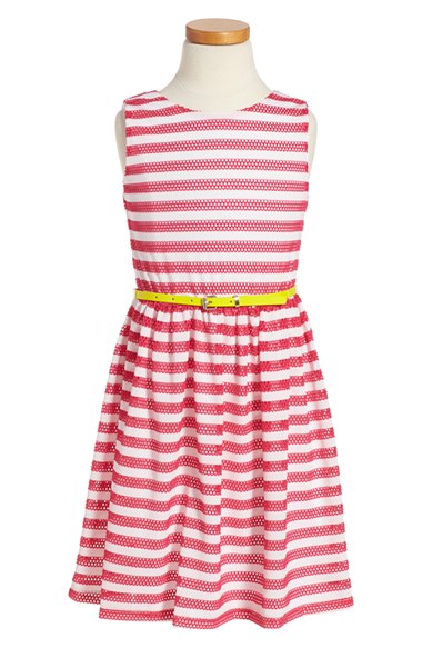 BLUSH by Us Angels Stripe Sleeveless Dress (Big Girls) Pink