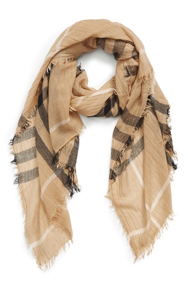 BP. Plaid Oblong Scarf Camel Nordstrom Winter Clearance Sale