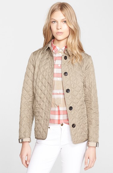 Burberry Brit 'Ashurst' Quilted Jacket Mushroom Nordstrom