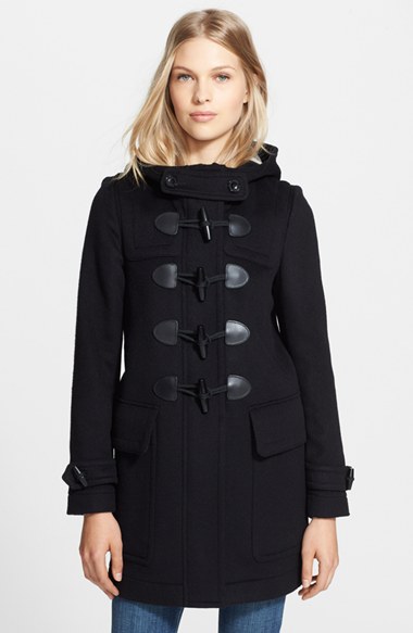 Burberry Brit 'Finsdale' Wool Duffle Coat Black Camel Nordstrom