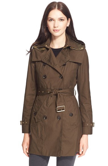 Burberry Brit 'Reymoore' Trench Coat with Detachable Hood & Liner Olive