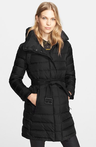 Burberry Brit 'Winterleigh' Belted Down Coat Black Nordstrom