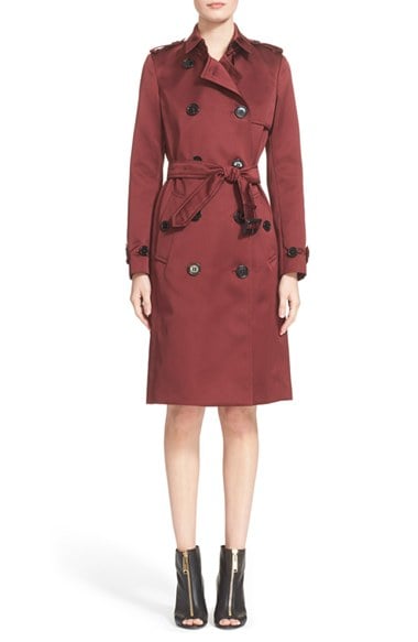 Burberry London Belted Double Breasted Trench Coat Deep Claret