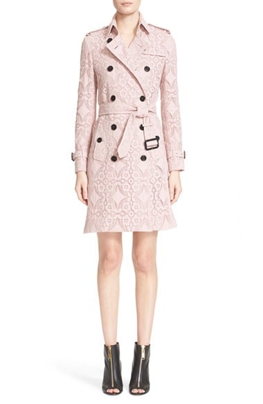 Burberry London 'Kensington' Cotton Lace Trench Coat Thistle Pink or Ink Blue