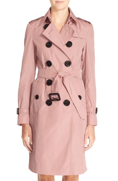 Burberry London 'Plympton' Taffeta Trench Coat Pink Rosewood