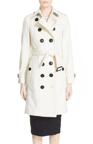 Burberry London 'Sandringham' Cashmere Trench Coat White Nordstrom Winter Clearance Sale