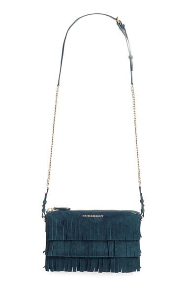 Burberry 'Peyton' Fringe Suede Crossbody Bag Marine Blue Nordstrom
