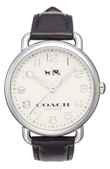 COACH 'Delancey' Round Watch, 36mm Black Silver