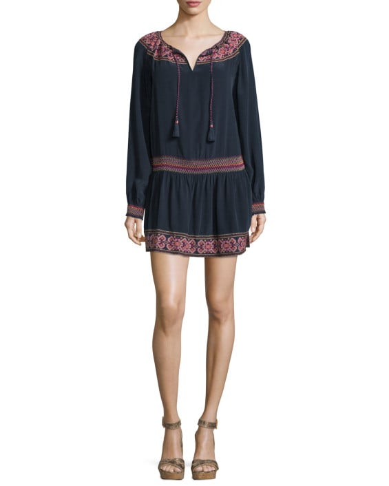 Calypso St. Barth Pavalli Long-Sleeve Embroidered Dress Navy Blue