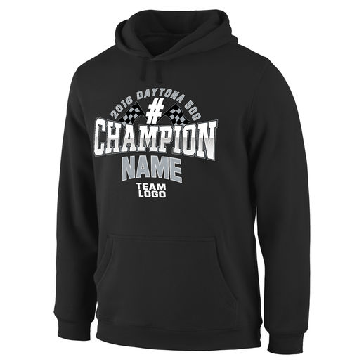 DENNY HAMLIN BLACK 2016 DAYTONA 500 CHAMPION FINAL TURN PULLOVER HOODIE