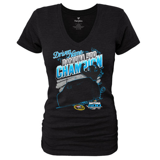 DENNY HAMLIN WOMEN'S BLACK 2016 DAYTONA 500 CHAMPION VICTORY LANE T-SHIRT