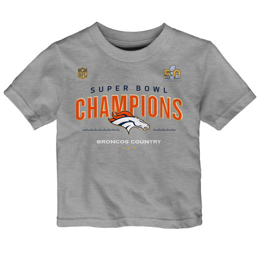 DENVER BRONCOS INFANT GRAY SUPER BOWL 50 CHAMPIONS TROPHY COLLECTION LOCKER ROOM T-SHIRT