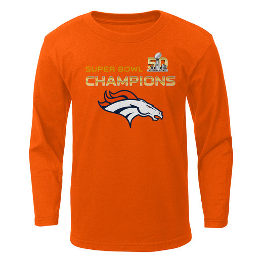 DENVER BRONCOS PRESCHOOL ORANGE SUPER BOWL 50 CHAMPIONS STACKER LONG SLEEVE T-SHIRT