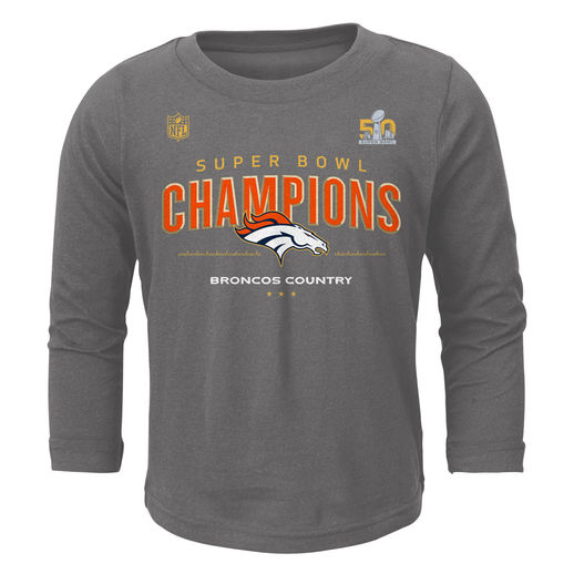 DENVER BRONCOS TODDLER GRAY SUPER BOWL 50 CHAMPIONS TROPHY COLLECTION LOCKER ROOM LONG SLEEVE T-SHIRT