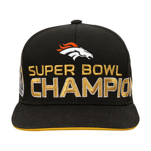 DENVER BRONCOS YOUTH BLACK SUPER BOWL 50 CHAMPIONS FLATBRIM SNAPBACK ADJUSTABLE HAT